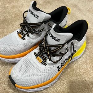 Hoka One One Men's White and Orange Athletic Shoes
